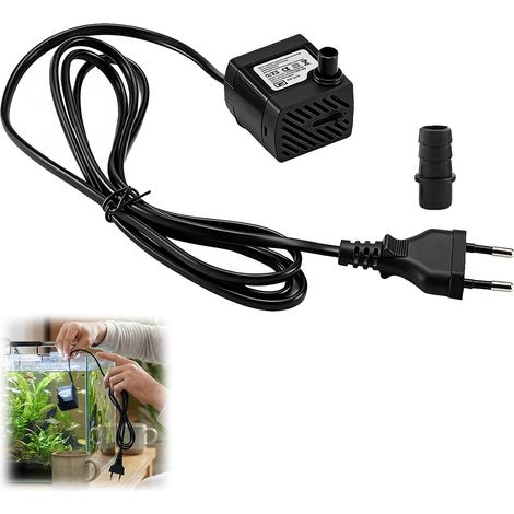 Mini Pompe à Eau Ultra Silencieuse 350L/H 5W avec Débit Réglable, Câble 1,4m et 2 Buses, Pompe Aquarium et Fontaine Idéale pour Bassin, Statues, Hydroponie, Systèmes d’Irrigation et Décoration (1/5)