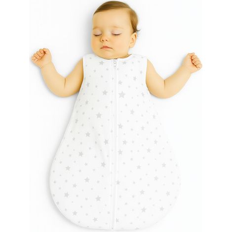 Saco de dormir redondo de algodón para niños talla S 0-6 meses verano TOG 1.0 - mini estrellas gris (1/5)