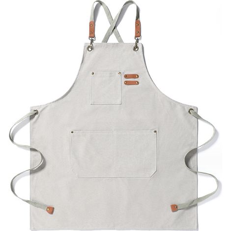 Tablier De Cuisine - Toile Coton Épaisse Lavée - Bretelles Croisées Réglables - Poche Grande Capacité - Unisexe M À XXL (1/5)