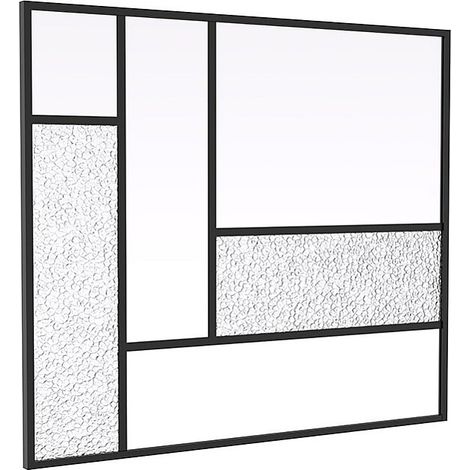 Vetrata di design asimmetrica in alluminio termolaccato e vetro temperato testurizzato - L150 x H130 - FAIRVIEW