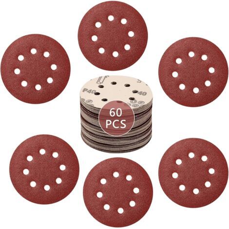 royaluxe-Lot de 60 disques abrasifs 125 mm pour polir le bois et le métal (20 x grain abrasif 1000/1500/2000). (1/5)