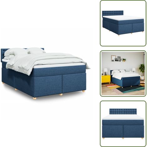 Boxspringbett mit Matratze Blau 160x200 cm Stoff - Boxspringbett - Boxspringbetten - Bett - Schlafzimmermöbel