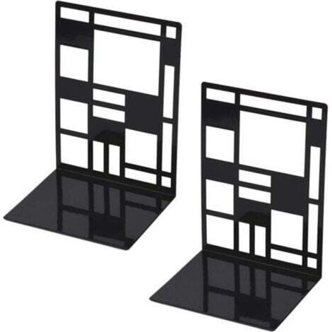 Buchstützen-Set, Metall-Buchstützen, schwarze Buchstützen, Design-Buchstützen, rutschfester Boden, ideal für Kinderzimmer, Büro, Schule, Wohnzimmer, Buchhandlung und Bibliothek (1/4)