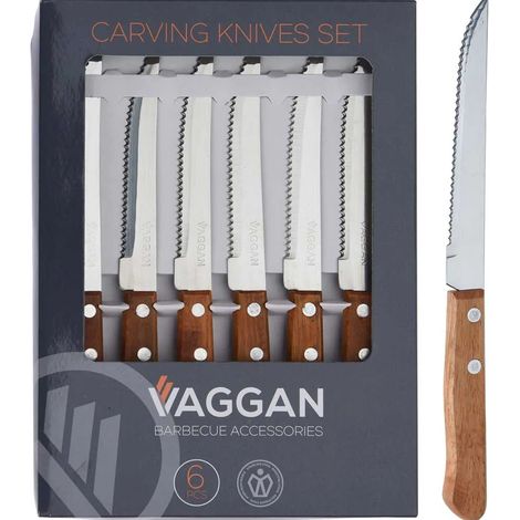 Lot de 6 couteaux à steak inox manche bois