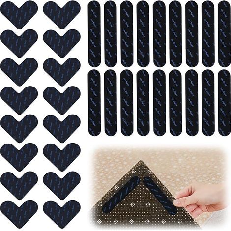 Lot de 36 Tapis, 20 Bandes antidérapantes, 16 Coeurs, Réutilisables, Pour sol carrelé bois (1/5)