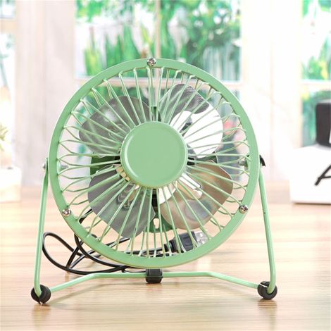 Mini ventilador de mesa USB con 4 aspas metálicas, color negro. (1/5)