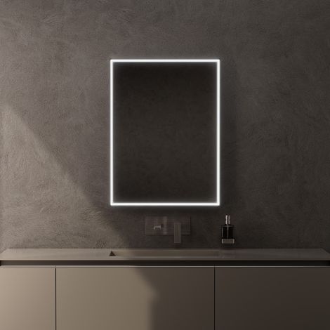 Inda - Specchio LED Pirano 60x80cm dimmerabile con telaio nero (1/5)