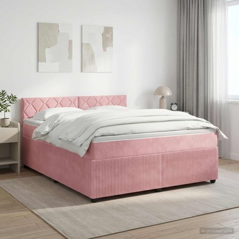 Cama box spring con colchón Rosa 180 x 200 cm Terciopelo (1/5)