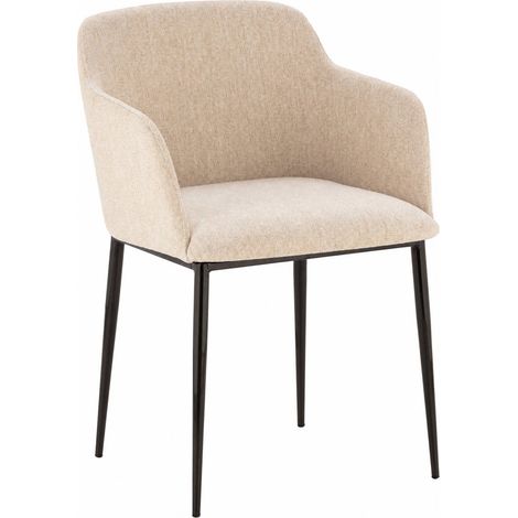 Chaise en tissu blanc à pieds noirs - blanc et noir (1/5)