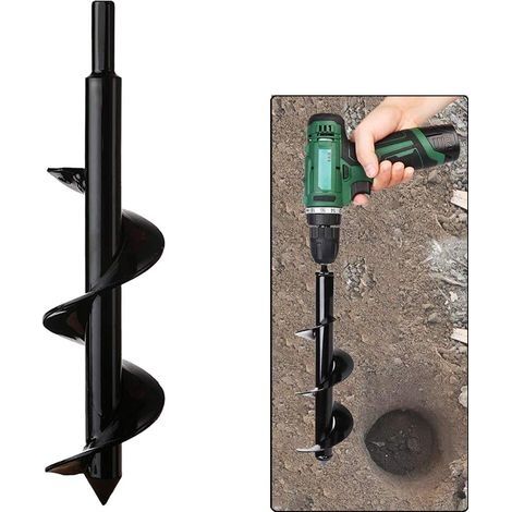 Perceuse de jardin,manche hexagonal en acier inoxydable,perceuse à chaud,trou de creusement profond,outil de plantation pratique pour fleurs,plantes,arbres et arbustes (diamètre : 8 cm L : 30 cm)-Fei (1/3)