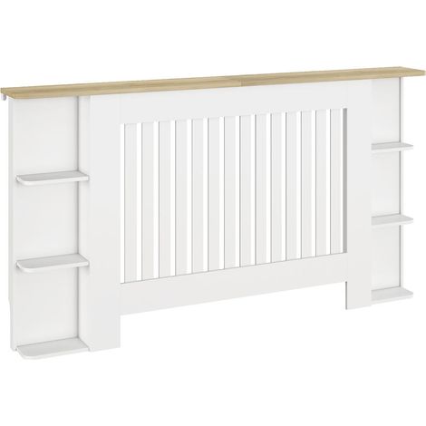Habillage Radiateur Décoratif Meuble Cache Radiateur Blanc 152 cm avec Plateau Supérieur pour Salon et Chambre (1/5)