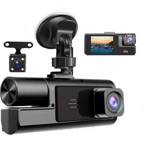 Caméra embarquée 1080p 3 canaux avec enregistreur vidéo avant et arrière, grand angle 170°, écran IPS 2 pouces, enregistrement en boucle (1/5)