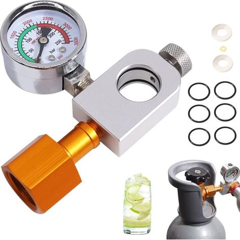 CO2-Nachfülladapter, kompatibel mit SodaStream Duo, Art, Terra Quick Connect CO2-Flaschen, CO2-Flaschenadapter, Nachfülladapter mit 3500 psi Druckmesser MUMU (1/4)