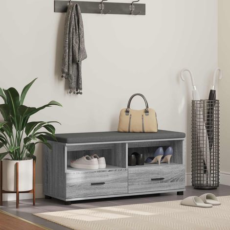 Flurbank mit Kissen mit Regal Graues Sonoma 100 x 38 x 46 cm