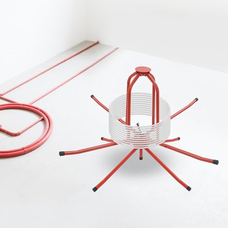 Dérouleur de tuyau réglable avec sac de transport, pour tuyau de chauffage au sol, max. 150 kg, pour tube PEX, PERT (Rouge) (1/5)