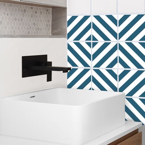 Sticker adhésif déco Home Staging, 6 pièces, formes géométriques bleues, 15x15 cm - Décorez votre intérieur avec style  (1/5)
