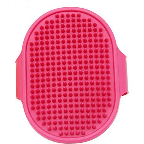 2 Pices Brosse de toilettage pour chien, shampoing pour animaux de compagnie, brosse de bain, massage apaisant, peigne en caoutchouc avec poignée en anneau réglable(rouge) (1/5)