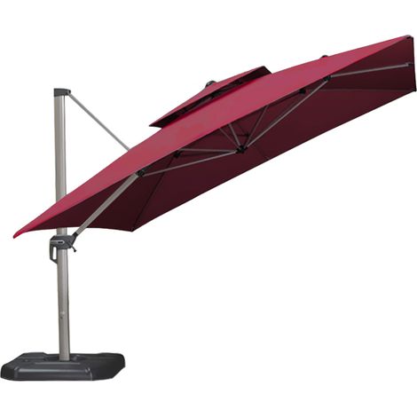 Pare-Soleil Romain Double-Toit 3x3m Toile Polyester Burgundy Imperméable Remplacement de Canopée pour Jardin et Patio (1/4)