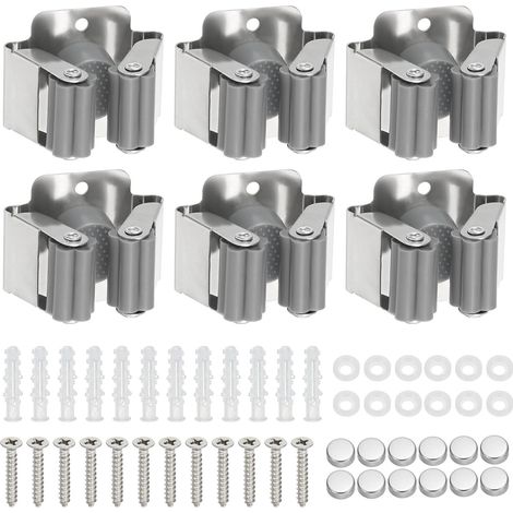 Coavas – Porte-balai mural 6 pièces – Support en acier inoxydable – Capacité 10 kg – Installation rapide – Ajustement automatique pour manches 2-3 cm (1/5)