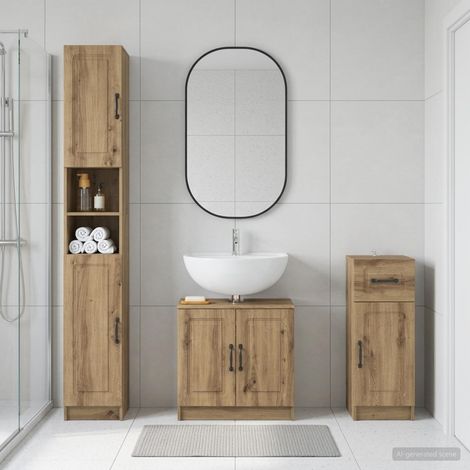 vidaXL 3 Piece Bathroom Cabinet Set UTRECHT Artisan Oak (1/5)