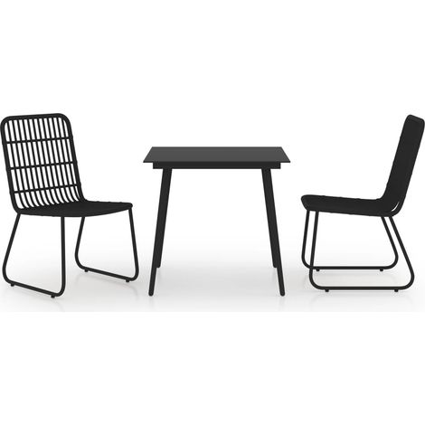 Ensemble à manger d'extérieur 3 pcs,Salon de jardin résine tressée et verre CFW62603 (1/5)