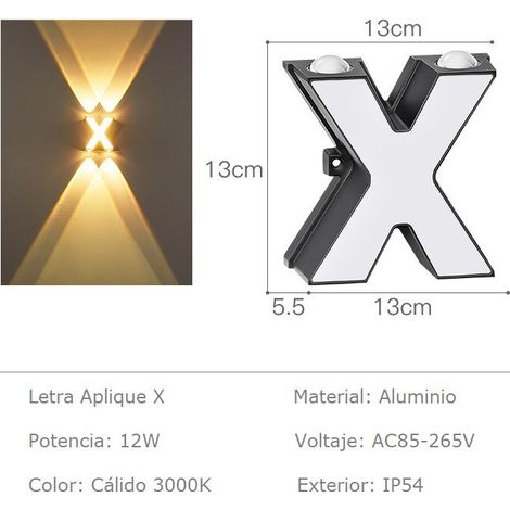 Jandei - Lettre X, Applique Lettre 220V Aluminium pour Enseignes 135.5cm Lettres 220V