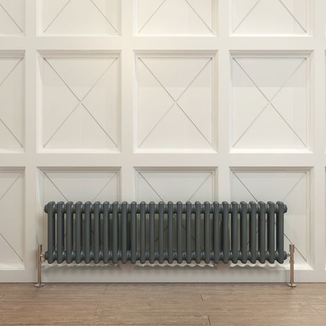 Biubiubath Traditional Cast Iron Radiator 300x1190mm 2 Column Anthracite