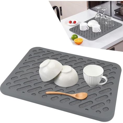 Dish Draining Mat, Dish Mat, Diatomaceous Earth and Silica Gel Dish Mat, Waterproof and Non-Slip, 30 x 40 cm (1/5)