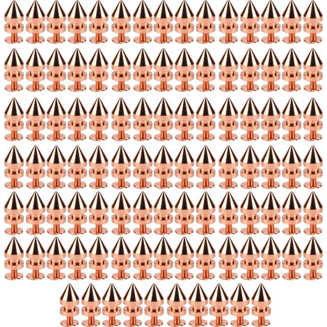 100 Ensembles de Clous à Vis Pointus Cône Rose Or Haute Dureté pour Vêtements Sacs Chaussures DIY 8x13.5mm (1/5)