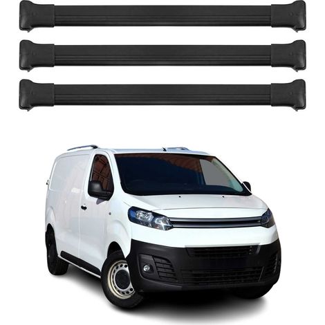 OMAC Barres de toit en aluminium pour Citroën Jumpy 2016-2026 – TÜV / DIN 75302:2019 – Charge max 75 kg – 2 barres Noir
