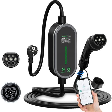 Chargeur EV Portable, Contrôle Wi-Fi et Bluetooth, Courant Ajustable 6A-16A (1/5)