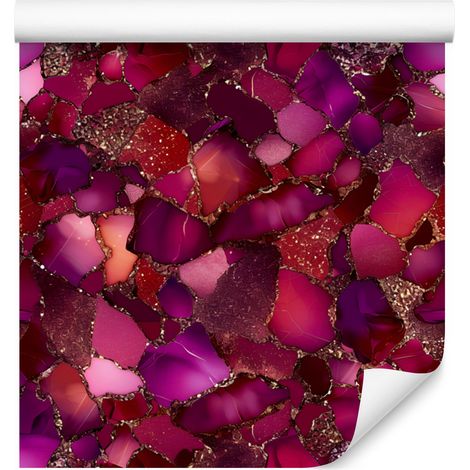 Papel pintado color burdeos y morado para salón y dormitorio, 50x1000 cm. (1/5)