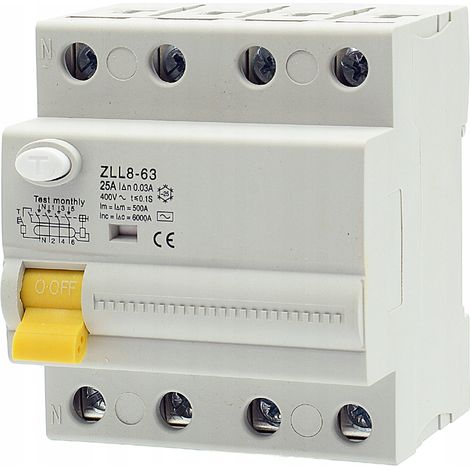 INTERRUTTORE AUTOMATICO 4P 25A 30mA TRIFASE CA CE