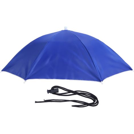 Chapeau parapluie adulte imperméable pliable anti-UV bleu foncé pour pêche randonnée extérieure