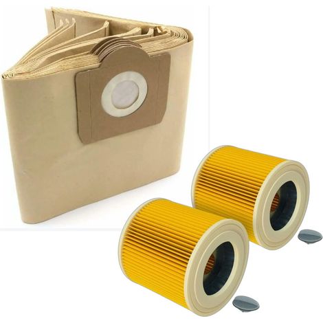 Lot de 10 sacs d'aspirateur + 2 filtre pour Kärcher pour aspirateur compatible avec Kärcher WD 2.200, WD 2500 M, WD 3.200, WD 3.300 M, WD 3.500 P remplace 6.959-130.0 (1/5)