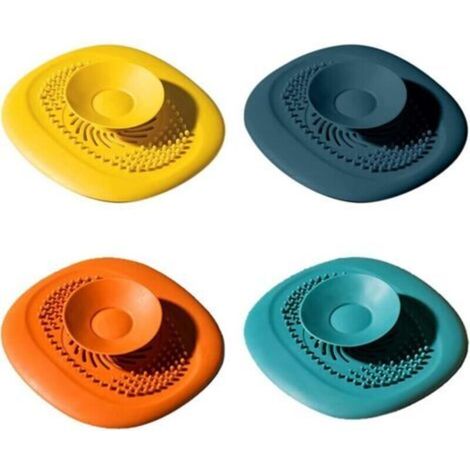 Juego de 4 tapones de silicona para desagües, bañeras y como filtros protectores para suelos, lavaderos, cocinas y baños (4 colores).