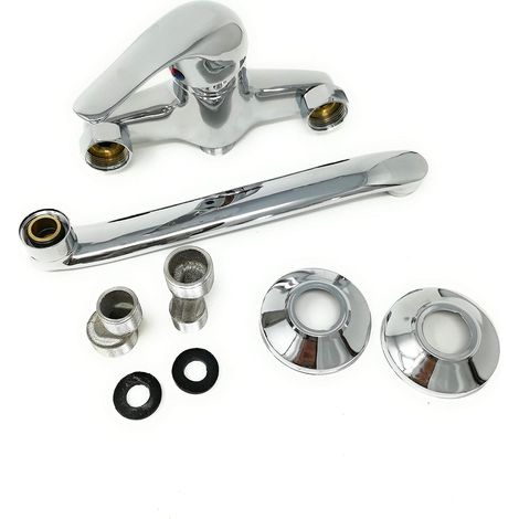 Wandarmatur – 1 Stück – Verchromtes Messing – Hochprofil-Mischbatterie – Küche und Bad – 22 cm (1/5)