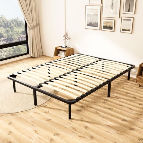 Sommier 140x190 Sommiers à Lattes avec 7 Pieds pour Adulte 2 x 16 Lattes Hauteur 29cm Cadre de Lit 140x190 avec Sommier Lit Deux Place (1/5)