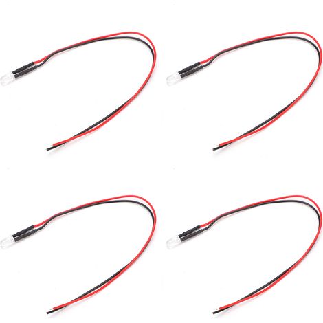 20 diodes LED 5mm pré-câblées 12V haute luminosité, couleur blanc diffusant rouge, pour projets électroniques et Arduino (1/5)