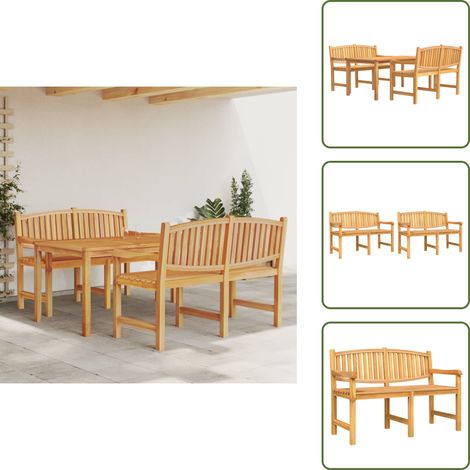 3-tlg. Garten-Essgruppe Massivholz Teak - Holztisch - Gartentisch - Esszimmerset - Gartenmöbeln - Teakholz (1/5)