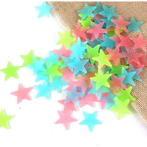 200 étoiles phosphorescentes, autocollants 3D pour plafond et mur, décoration chambre enfant, stickers lumineux sans trace (1/5)