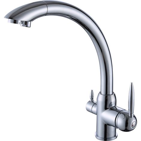 Robinet mitigeur 3 voies Robinet purificateur d'eau de cuisine tout en cuivre 3 en 1 (1/4)