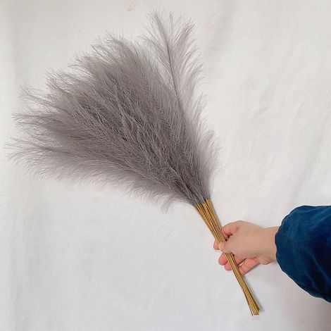 Pampas Artificiel - 10 Pièces - Hauteur 40 Cm - Faux Roseau Décoratif pour Mariage Intérieur Extérieur - Blanc Beige Gris Noir Rouge Rose Or Bleu Paon (1/5)