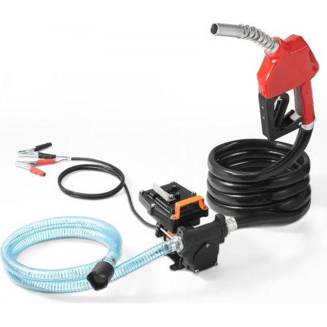 Dieselpumpe, 12 V DC, 15 GPM, 1/4 PS, tragbare elektrische Kraftstoffpumpe mit automatischer Abschaltung der Pistole, Einlass- & Auslassschlauch für Benzin, Diesel, Kerosin, Methanol-Mischungen (1/5)