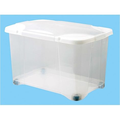 Cassapanca Clip Box 40l Naturale Ruote Coperchio Naturale