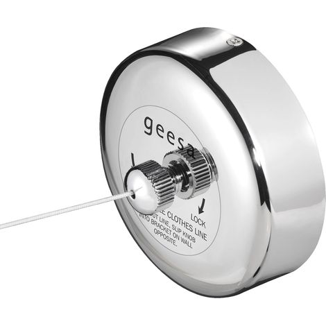 Geesa Wäscheleine ausziehbar, ausziehbare Leine, platzsparend, Wandmontage, Edelstahl poliert, 235 cm, 15 Jahre Garantie, Type 91134 (1/3)