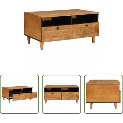 Bois d'acacia - Table basse Marron Clair 80 x 54 x 40 cm Bois d'acacia massif (1/5)