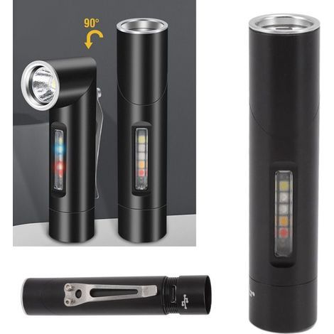 BelleRise – Mini-LED-Taschenlampe (90°) – V5S – 500 lm, 100 m – 11 Modi – USB-C – IPX5 – Camping-Reparatur (1/5)