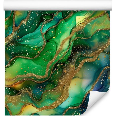 Papel pintado verde tinta, verde botella, verde mar y amarillo de 50x1000 cm. (1/5)