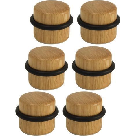 Arrêts de Portes - Butée de Porte Adhésive en Bois pour Sol - Butoirs de Porte Protection de Portes et Murs - Pack 6 unités (Bois de Sapelli) (1/3)